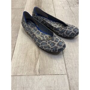 ROTHYS Leopard Print Ballet Flats Women's Size 8 Blue Gray Comfort Shoes
